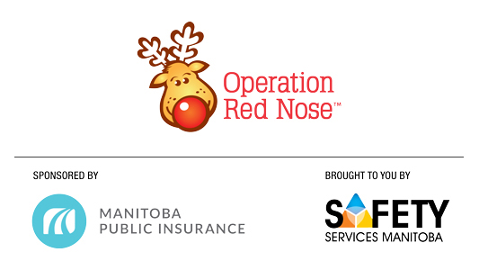 Logos for Operation Red Nose, Manitoba Public Insurance and Safety Services Manitoba.