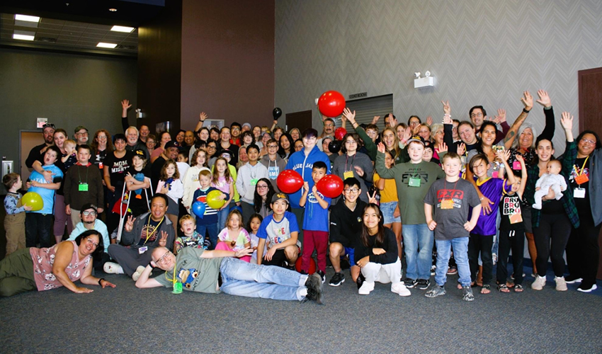 Large group of people in a room