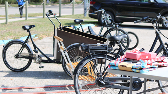 Bicycles in parking lot