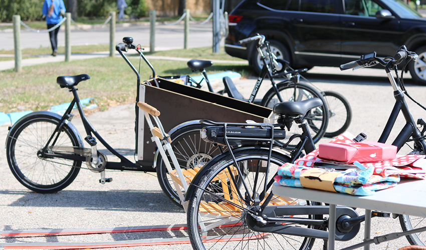 Bicycles in parking lot