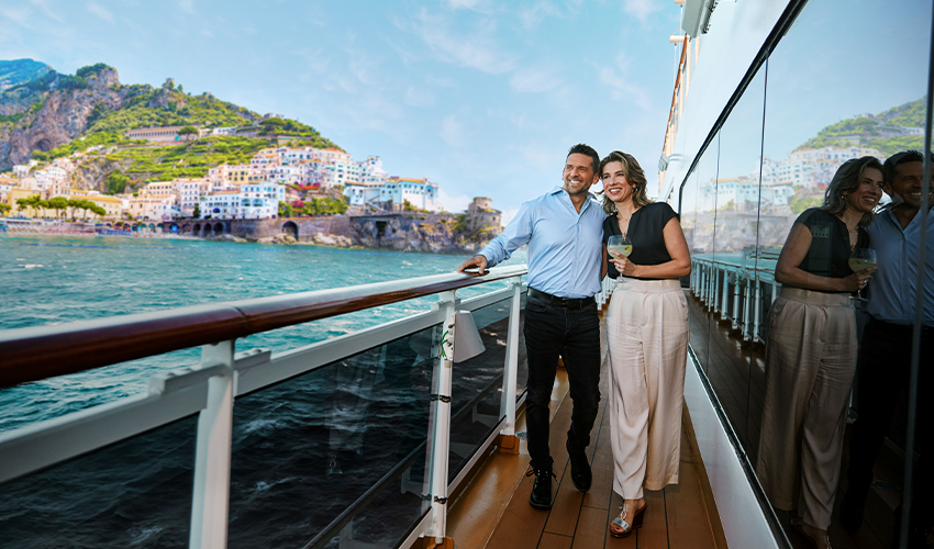 Couple on a deck walk