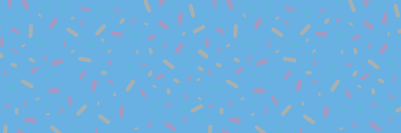 Red and orange confetti on a blue background.