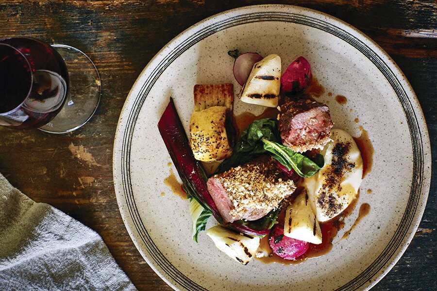 Image showing a plate of delicious-looking food in a restaurant.