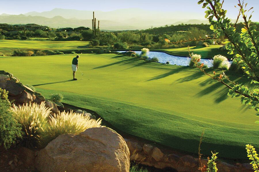 Image showing a lush green golf course in the summer.