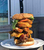 Towering burger.