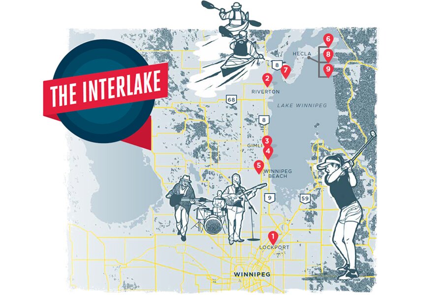 Animated graphic map showing the Manitoba Interlake region.