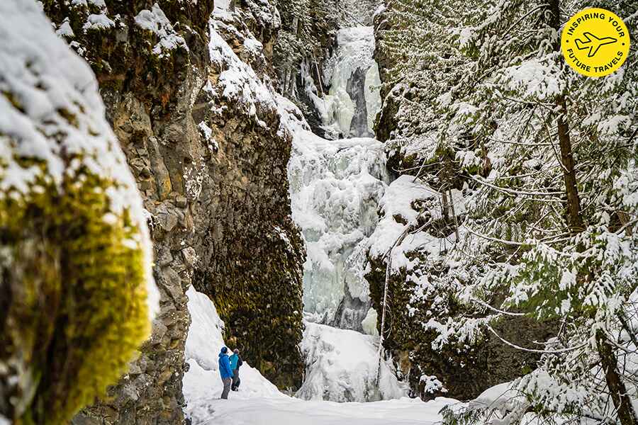 Image showing a frozen waterfall in the mountains.