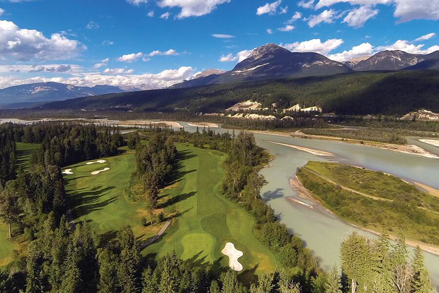 Image showing an aerial view of the Golden Golf Course in Golden, British Columbia.