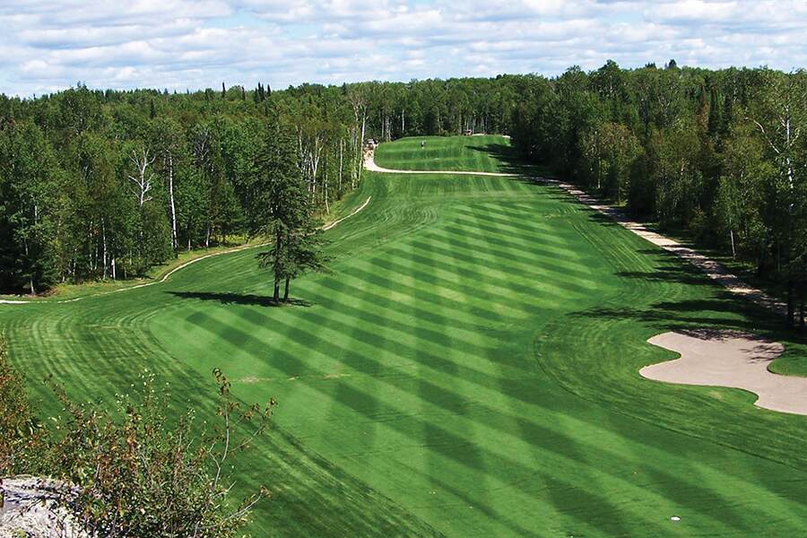 Image showing an aerial view of the Granite Hills golf course in Lac du Bonnet, Manitoba.