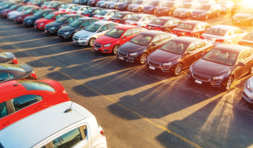 Parking lot full of new vehicles