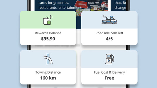 Phone featuring close up of CAA Mobile App Gift Home screen.