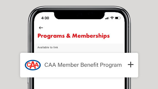 A screenshot of the Programs and Memberships section in the Shell app highlighting the CAA Member Benefit Program