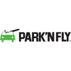Park'N Fly corporate logo stylized car in green with black checkmark embedded in roof, company name in black block letters