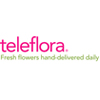 Teleflora corporate logo pink letters above olive green slogan fresh flowers hand-delivered daily