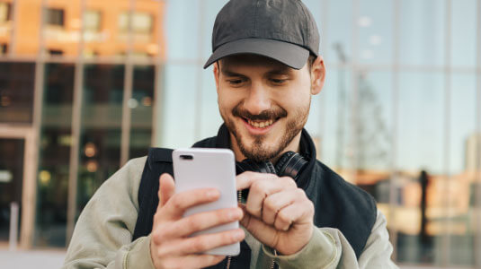 A man using his mobile phone
