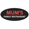 Mum's Family Restaurant logo Mum's in red lettering above smaller white lettering