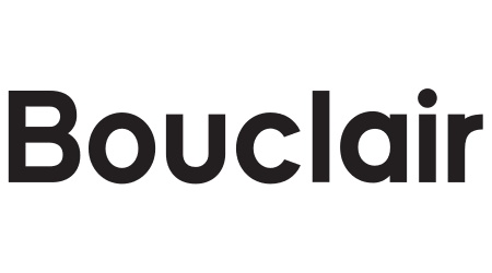 Bouclair corporate logo white letters on black background