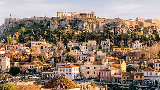The Acropolis overlooking the historic Plaka district.