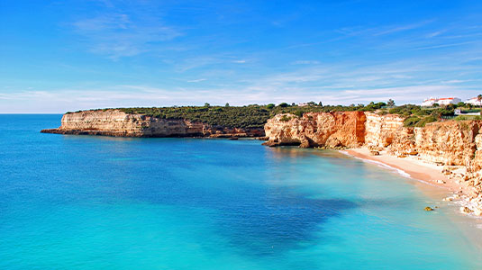 Cliffside Praia de Nossa Senhora da Rocha beach.