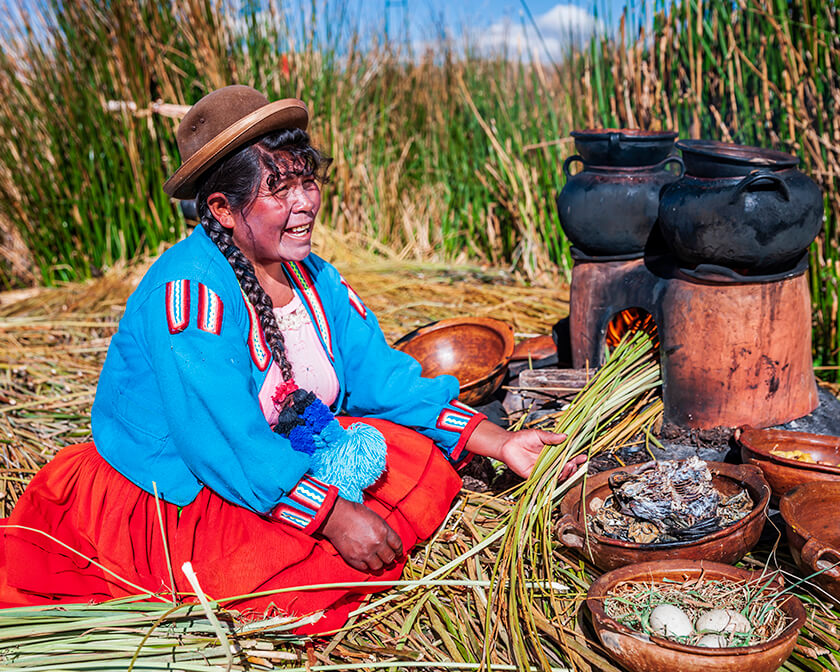 Peruvian woman, Uros, Peru