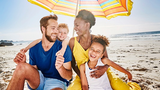 Air Canada family on beach