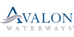 Avalon logo featuring grey and blue lettering with stylized letter A. 