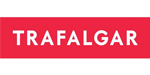 Trafalgar Tours logo featuring large white lettering on rectangular red background.