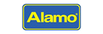 Alamo logo featuring yellow lettering on a blue background.