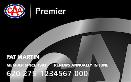 CAA Manitoba Premier Membership card.