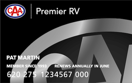 CAA Premier RV Membership Card