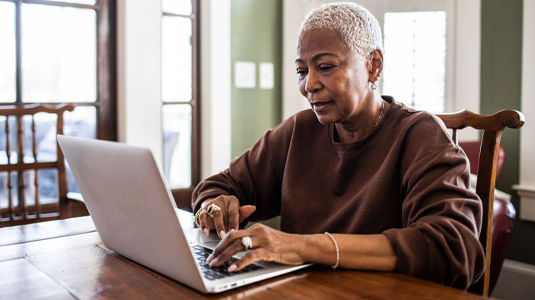 Woman working on laptop