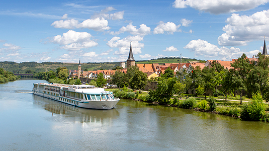 Karlstadt, River Main, Germany - cruise ship on the river