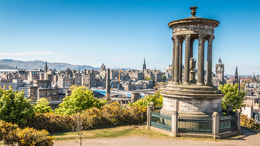 Overview of Edinburgh, United Kingdom.