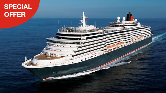 Cunard cruise ship on water. Special offer.