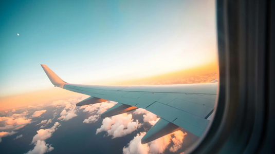 A view of the sky from an airplane window