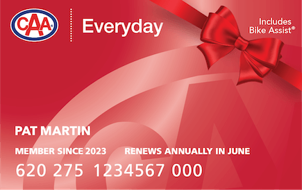 CAA Everyday Membership Card with red bow.