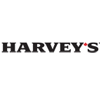 Harvey's corporate logo black lettering with small red maple leaf in apostrophe position