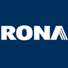 RONA logo white block letters on navy blue background
