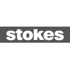 Stokes logo white lowercase letters on black background